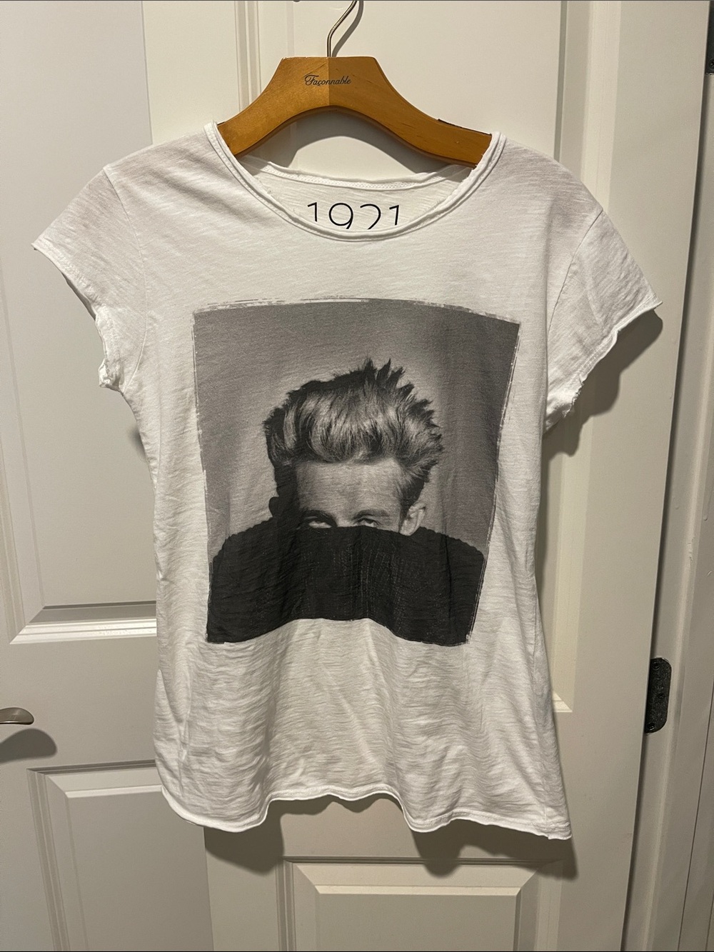1921  White Graphic Tee with Black Photo Print